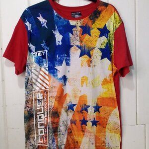 Switch Shirt Men L Short Sleeve NY 2016 Stars Red Blue Orange